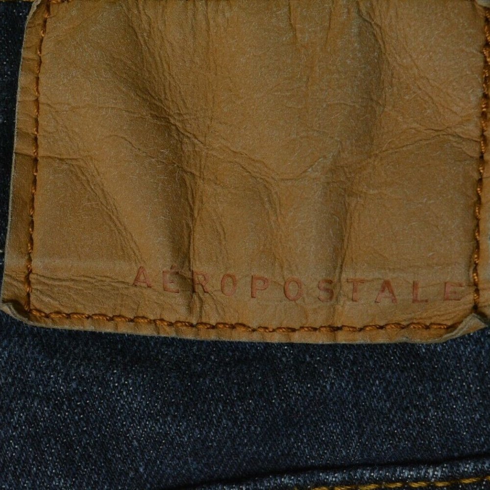 AEROPOSTALE Size 28 x 32‎ Mens SKINNY Leg LOW Rise DARK Wash Denim BLUE JEANS - Picture 7 of 10